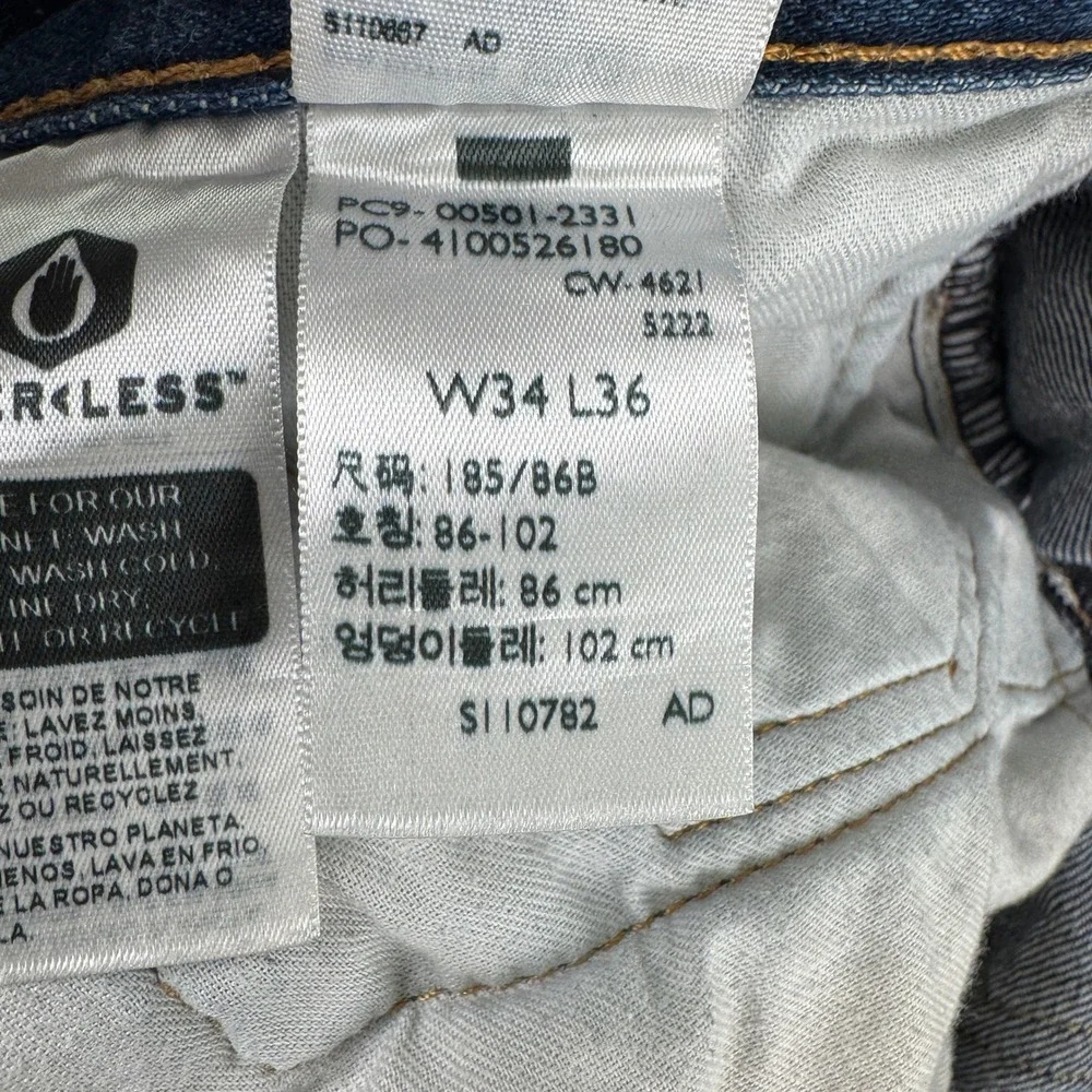 Levi's Jeans Mens 34 501 Original Blue Distressed Button Fly Straight Leg Denim